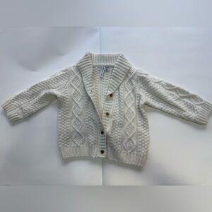 Kids White Cable Knit Sweater